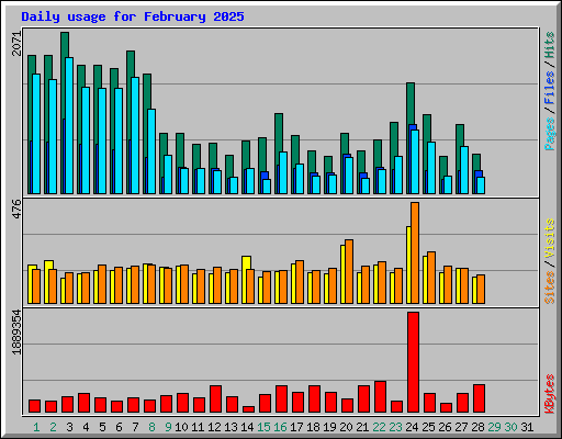 Daily usage for February 2025