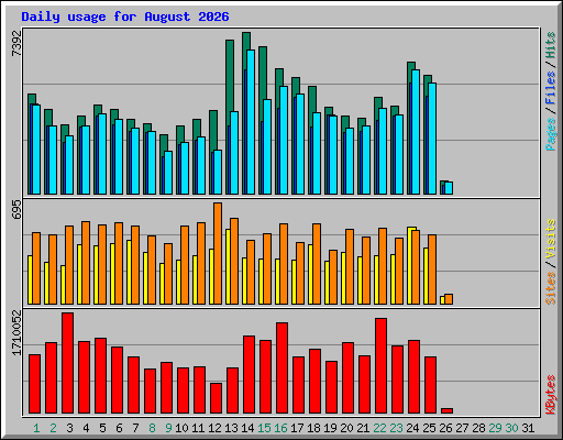 Daily usage for August 2026